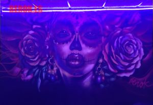 graffiti mural catrina 3d luz negra